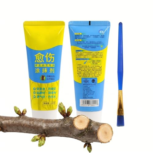 Bonsai Pfropfen Paste 100g Heilmittel Pflanzenwunden mit Pinsel Beschneidung Paste, Baumwachs Wundverschluss Obstbäume, Bäume Sträucher Baumschutz