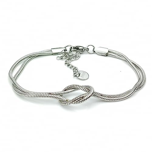 SAGA GIOIELLI® Bracciale Donna Bracciale Uomo Unisex Nodo Unione Mamma Papà Fidanzato Miglior Amica Acciaio Confezione Regalo