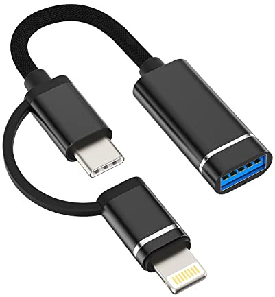 Adaptateur USB A vers UBS C Lightning 2 en 1 de type C OTG 3.0 compatible avec Samsung Galaxy Google LG Apple 15 Pro Max Plus iPad 10, Air 4/5, Mini6, port Thunderbolt 12.9, caméra et souris convertir