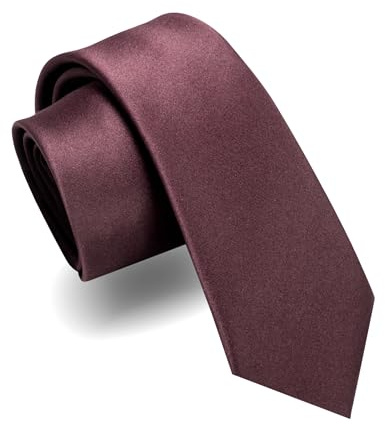 JEMYGINS Herren-Krawatte, matt, 6 cm, schmal, mehrere Farben erhältlich, aus Seide, inklusive Box, bordeaux, M