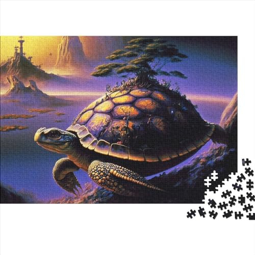 Schildkröte Holzpuzzle mit 1000 Teilen für Erwachsene, kreatives rechteckiges Puzzle, Gehirnübung, Herausforderungsspiel, Geschenk für Kinder, 1000 Teile (75 x 50 cm)