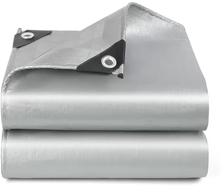 Wasserdicht Plane Schutzplane Plane mit Ösen Abdeckfolie Poolplane Holzplane Regenplane Gartenplane, 0.32mm für Gartenmöbel Holz Trampolin Poll Auto, Anpassbar blais (Color : Silver, Size : 5x6m)