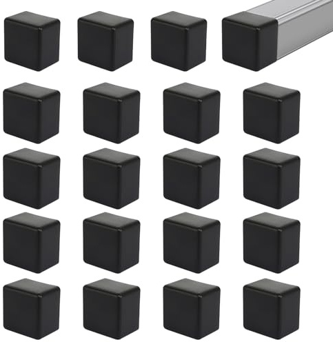 20 Stück Endkappen Kunststoff, 40x40 Quadratische Rohreinsätze Schwarze | Aluprofil Rohrkappen Solarschiene Zubehör Eckig Stuhlbeinkappen Zaunabdeckung Gleitkappen Rohrabdeckung für PV Profil