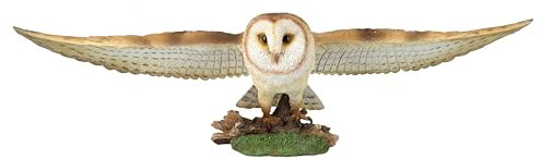 Figuren Shop GmbH Fliegende Schleiereule XXL - Lebensechte Gartenfigur von HotAnt, Handbemalt, 79 cm Breit