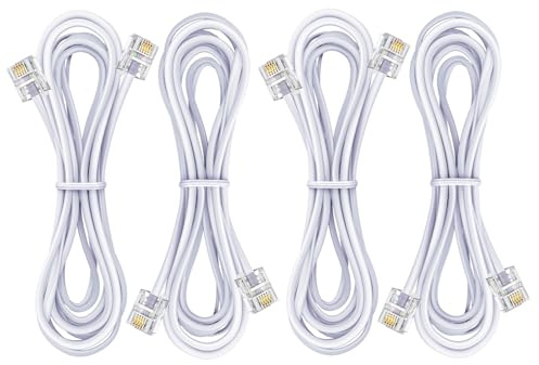 Yumiwoow 6.6Ft Telephone landline Extension Cord Cable Cord with Standard RJ-11 6P4C Plug (4Pack-6.6Ft-White)