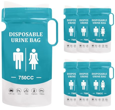 MOLENCO 7 Stück Urinbeutel für Unterwegs, 750ml Tragbarer Urinbeutel mit Griff, Urintaschen für Männer, Tragbares Urinal für Unterwegs mit Gel für Camping, Reisen, Auto, Outdoor