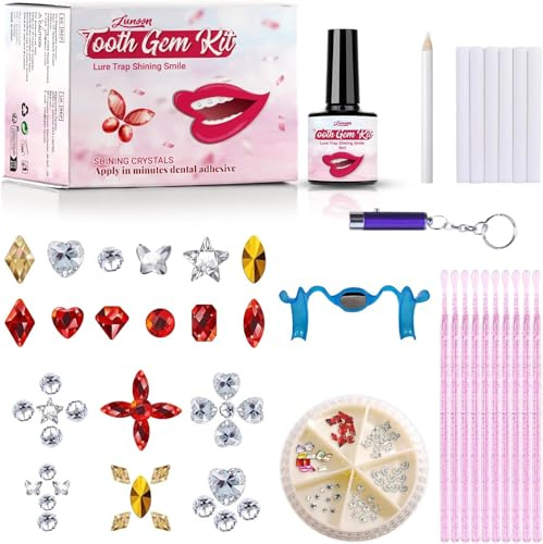 Tseriact Zahnschmuck, DIY Zahnstein Schmuck Set, Shinning Tooth Gem kit Schmuck Zubehör mit 60* Kristalle für Für Party Daliy Leben, Zahnschmuck Kleber (Serie A)