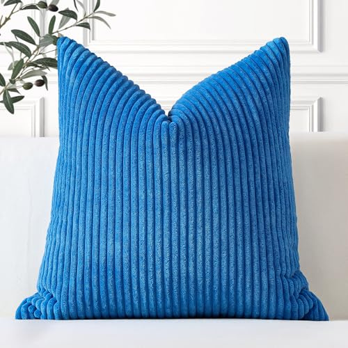 Artscope Ein Kissenbezug Kordsamt Zierkissenbezug Dekokissen Sofakissen 50x50 cm Cord Kissenhülle Couchkissen Dekorative Weiche Kissen für Sofa Wohnzimmer Zuhause Schlafzimmer Blau