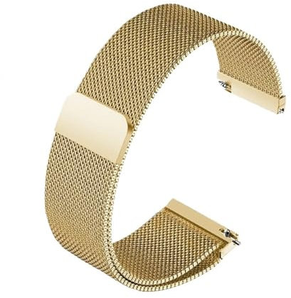 HASGTFM Magnetische Passform for Milanaise-Mesh-Armband, Edelstahl-Uhrenarmband 12 14 16 18 20 22 mm, Herren/Damen, Schnellverschluss, atmungsaktive Uhrenkette(GOLD,12mm)