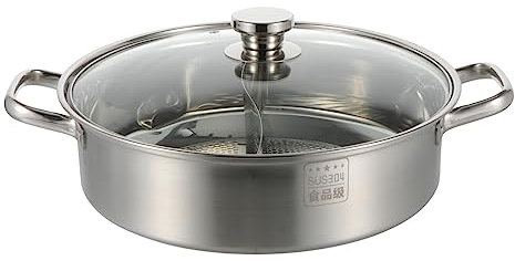 VOSAREA Yuanyang Hot Pot Stainless Steel Home Use Double Flavor Hot Pot Kitchenware Included for Shabu Shabu Sessions
