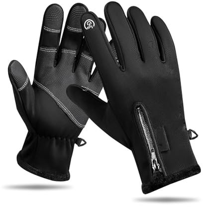 Unisex Winter Warm Waterproof Touch Screen Gloves, Winter Warme Handschuhe Touchscreen Winterhandschuhe, Warme Thermo Fleece Handschuhe, wasserdichte Winterhandschuhe für Outdoor Sport (Schwarz, XL)
