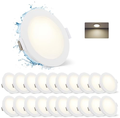 Gr4tec Einbaustrahler LED IP65, 5W Spots 230V Neutralweiß, 20er Set | Deckenspots 68mm-80mm Lochmaß, 400LM 4000K Spots Deckenleuchte Flach, Einbauspots Einbauleuchten Weiß für Badezimmer