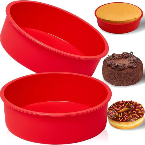 Stampo per Torte Silicone,2 Pezzi Rotonda Tortiera in Silicone 20cm Stampo Torta 8 Pollici Tortiera in per Dolci per Torte a Strati,Formaggio,Torta Al Formaggio Stampo rotondo in silicone