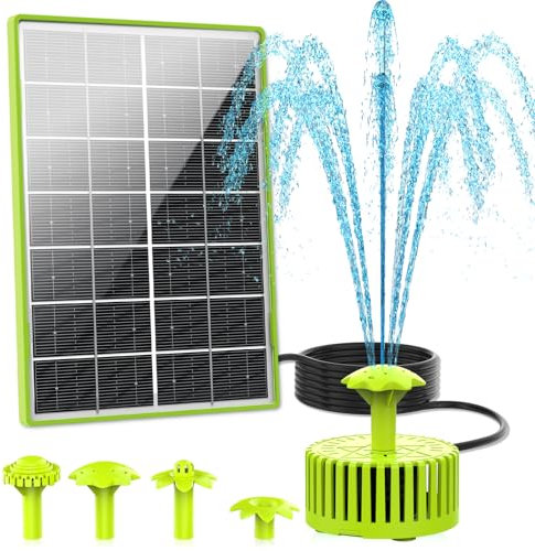 AISITIN Solar Springbrunnen für Außen, 4,5W Hellgrün Solar Fontäne Pumpe mit Verschiedene Sprüh Effekten, Solar Teichpumpe mit 3M-Kabel, Solarbrunnen für Draussen für Garten,Teich, DIY Wasserspiel
