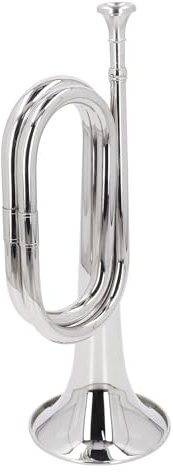 Kavallerie-Trompeten-Set, C-Tasten-Trompete, Musiktrompete mit Mundstück, 11 Cm Durchmesser, 34 Cm Höhe, Silber