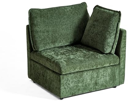 Bedeep Corner Seat Module for Olar Oversized Modular Sectional Sofa, Extra Deep and Wide Cloud Couch, Cushion Covers Removable, Freely Combined with Other Modules by U-connectors, Chenille, Green