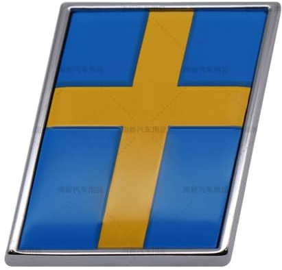 Self-adhesive car thick emblem sticker trunk replacement for Volvo XC60 S90 XC90 S60 Polestar badge (Swedish flag)