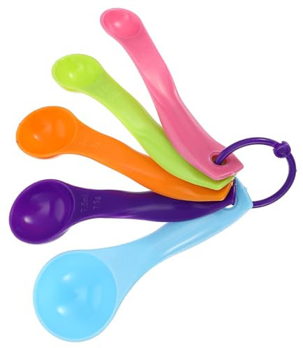 GEEHUA Juego de 5 cucharas medidoras, 5 cucharas medidoras coloridas de gramos con diferentes capacidades, para controlar la cantidad de líquidos de cocción y hornear, especias saladas