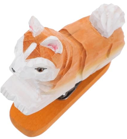 CAXUSD Funny Animal Stapler Dog Shape Paper Stapler for Office School Craft Wooden Stationery Desktop Decor
