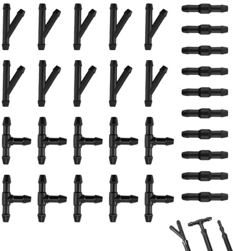 30 Pièces Connecteurs Universels Lave-Glace Tuyau Voiture 4mm, Raccord Buse Essuie-glace Forme T Droit et Y, Accessoires de Raccordement Pulvérisation Compatible Pare-Brise Buse et Réservoir d’Eau