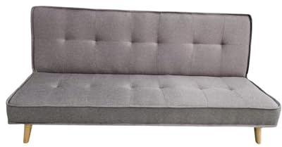 MUEBLIX.COM - Sofa Cama Alconaba 3 Plazas, Sillón Cama, Cama Sofa, con Mesa Abatible, Tapizado Poliéster Sintética, Estructura y Patas de Madera Maciza, Sofa de Diseño, Color Beige