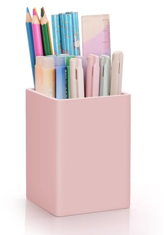 Stifte Organizer,Nordische Eleganz Quadratischer Silikon-Stiftehalter Weicher Minimalistischer Schreibtisch Organizer Wasserdichter Multifunktionaler Bürobedarf Für Zuhause,Kinder und Schule(Rosa)