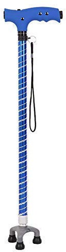 HUIBBGO Bastone da Passeggio Multifunzionale per stampelle retrattili per Anziani, treppiede Antiscivolo Leggero con Tre Angoli, Bastone da Passeggio con Asta da Campeggio in Alluminio, Blu Pratico