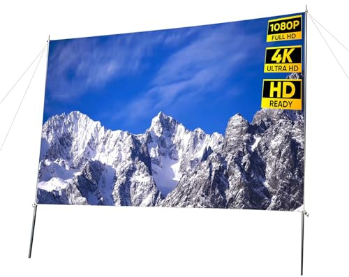 XQJLBZA Pantalla de Proyeccion Portátil para Exteriores de 100 Pulgadas con Soporte, 4K HD 1080P Antiarrugas Pantalla de Proyector, para Camping Eventos Recreativos