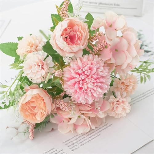 ALULU 4 Bündel künstliche rosa Blumen für Hochzeit