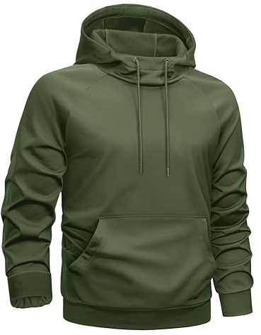 TACVASEN Sweatshirts for Mens Fleece Hoodie Active Plain Windbreak Running Lightweight Hoodies Sweat Shirts Mens Adult ArmyGreen 2XL