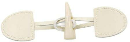 Whakano 2 Paar PU Leder Knebelknöpfe 17cm x 4cm,Knebelverschlüsse,Ersatz Knöpfe zum Nähen und Basteln von Dekorationen,Horn Knopf für DIY Nähen Pullover Kleidung Mäntel Geschenk Deko,Beige