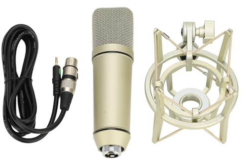 EMUKOEP Microfono a Condensatore da Studio, Cavo in Metallo, Microfono a Condensatore Cardioide per Registrazione Vocale, Podcasting, Streaming