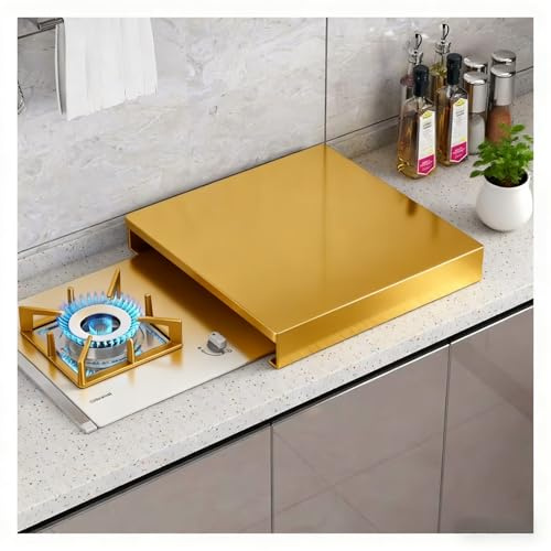 Gashällskydd Spishällsskydd i kolstål, tvättbart och robust överdrag för gasspis, överdrag av skiva för infraröda brännare och elektriska spisar(Gold,35x55x9cm(14x22x4in))