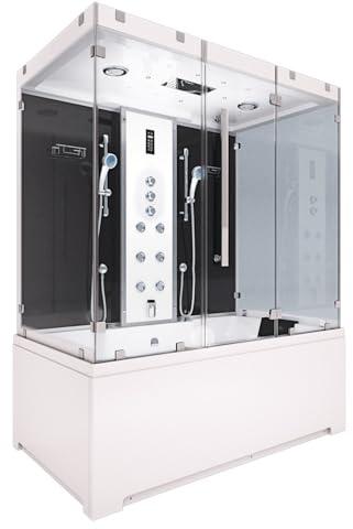 Kombination Badewanne Dusche K80-SW-TH-B-EC-EA Duschtempel 180x100 cm