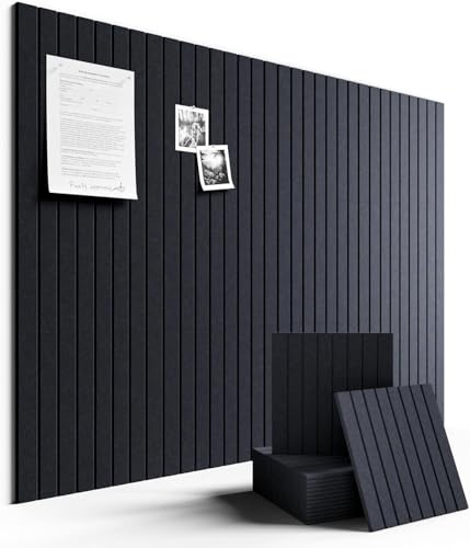 AMIGO 120 x 90 cm Filz Pinnwand Selbstklebend, 12 Pack Pinnwand Kork Alternative, Dekorative Vision Board Fotowand Pin Board Memoboard für Büro, Küche, Kinderzimmer,Schwarz