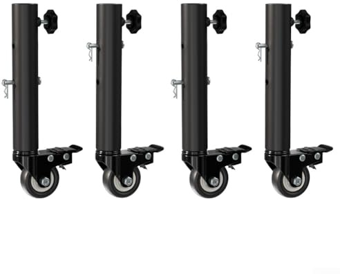 Verstellbare Stützrollen mit Bremsen und 360° Drehgelenk für Möbel, höhenverstellbare Beine mit kaltgewalzter Stahlkonstruktion, Schwarz (4 Stück)