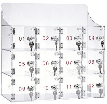 YUE JJXN Armario Almacenaje para Teléfonos Móviles, Armarios para Trasteros, Herrajes de Acero Inoxidable 304, Material Acrílico, Claramente Visible(53x18x53cm/21x7x21in)