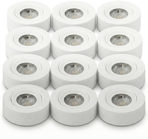 LUXULA 12 Stück LED Einbaustrahler dimmbar flach Weiß 5W 420lm, CCT | CCT 3000K 4000K 6500K, 60° schwenkbar, Ein-/Aufbauspot 230V, Lochmaß 70-75mm, Deckenspots, LED Aufbaustrahler