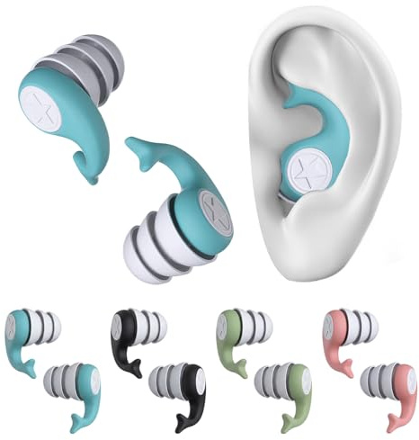 4 Pairs Waterproof Swimming Ear Plugs for Adults, Reusable Silicone Swimming Ear Plugs - Soft Anti-Leak Design for Swimming, Surfing, Diving, Showering & Water Sports