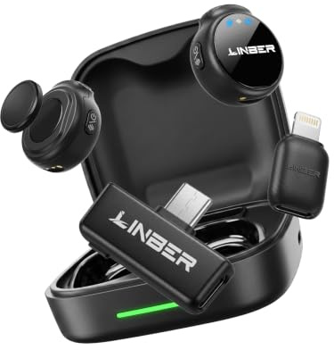 Linber Micro-Cravate sans Fil pour iPhone, Mini Micro magnétique | Réduction de bruit IA, Plug & Play, autonomie 6h, idéal pour Vlog, interviews et livestreams