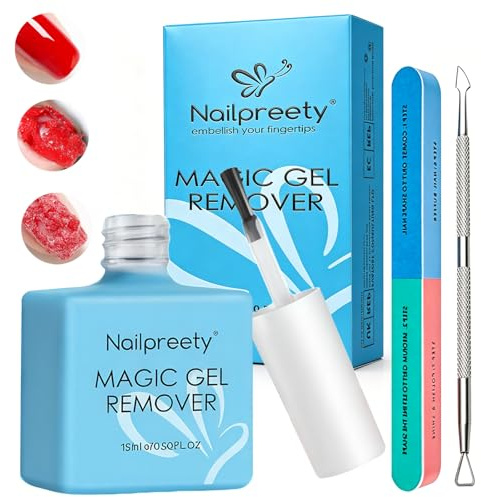 Dissolvant Vernis Semi Permanen Kit,Dissolvant-Vernis à Ongle en Gel,Gel Nail Polish Remover Inclus Lime à Ongles,Grattoirs pour Vernis à Ongles,Enlever Facile Et Rapide De L'ongle En Gel,15ML