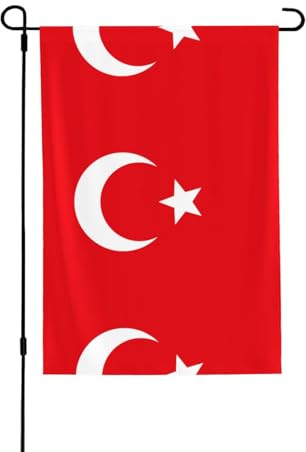 Bandiera della Turchia a doppia faccia da giardino, 71 x 101 cm, grande bandiera da cortile per esterni, per patio, resistente alle intemperie, bandiera stile iuta per tutte le stagioni