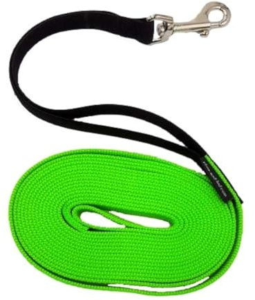 elropet Flex Fährtenleine Schleppleine mit Ruckdämpfer neongrün 20m-20mm Hundeleine