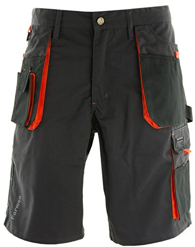Reis Kortbyxor för män, 270 g/m², 65 % polyester, 35 % bomull, arbetsbyxor, trädgårdsbyxor, arbetsshorts, midjebyxor, storlek: 3XL, Svart-orange