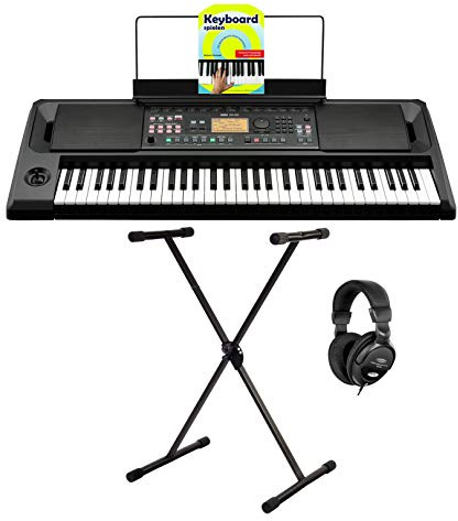 Korg EK-50 Keyboard Set (Entertainter Keyboard mit 61 Tasten, 702 Sounds, 41 Drumkits & 280 Styles inkl. X-Keyboardständer, Kopfhörer & Keyboardschule) Schwarz