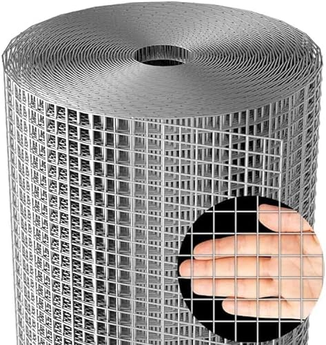 Amagabeli 1.0Mx25M,12.7mm Holes 0.7mm Galvanized Welded Chicken Wire Mesh Roll Aviary Fence Wire Hot-Dipped Mesh Fencing Hardware Cloth Coop Rabbit Snake Animal Enclosure