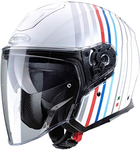 Caberg Unisex FLYON BAKARI Motorradhelm, Weiß/Silber/BMW Farben, S