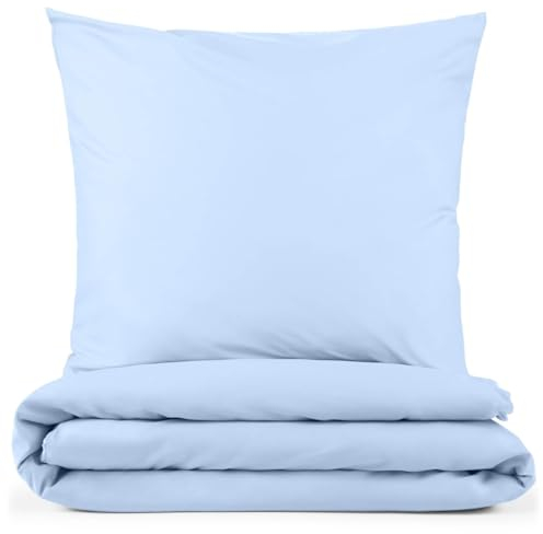 Blumtal Bettwäsche 135x200cm + 80x80cm Kopfkissenbezug - Oeko-TEX zert. Mikrofaser Bettwäsche Set - Mikrofaser Bettbezug bis 95 °C - Deckenbezug + Kissenbezug 2-teilig - Bettbezug Hellblau