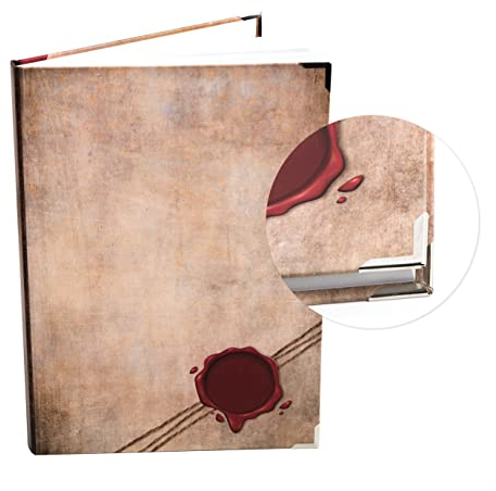 Logbuch-Verlag Nostalgie Blankobuch beige mit rotem Siegel DIN A4 - Tagebuch Notizbuch leeres Buch zur freien Gestaltung Geschenkidee Weihnachten