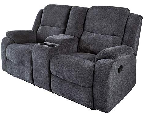 invicta INTERIOR Exklusiver 2er Kino Sessel Hollywood dunkelgrau Fernsehsessel Kinositze Heimkino Liegesessel verstellbar mit Getränkehalter Cupholder